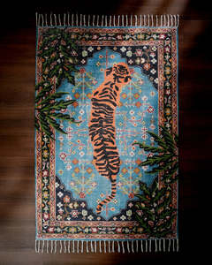 Tapis moderne en polyester à imprimé animal, avec franges, lavable, antidérapant, pour la maison, la chambre, le salon, le couloir - Product Image 1