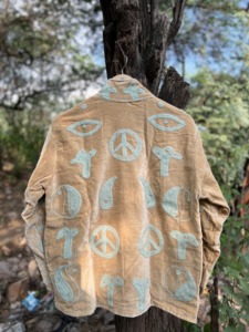 Premium Handmade 100% Cotton <b>Velvet</b> Woven Embroidered Floral Bomber <b>Jacket</b> for Women Reversible Boho Autumn Winter Cotton Lining - Product Image 4