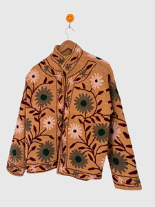 Veste en lin brodée florale à col châle et manches longues, style Prairie Chic, grande taille, pour femme, collection printemps - Product Image 4