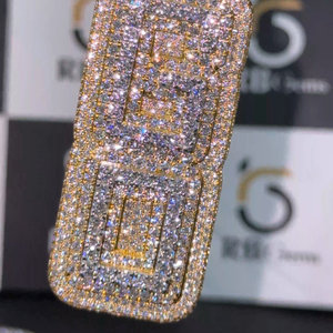 จี้ห้อยคอสุดหรู สไตล์คริสเตียน ฮิปฮอป ได้รับการรับรองจาก IGI ประดับเพชร RB Gems ตัวอักษรแบบกำหนดเอง ชุบทองคำชมพู/เงิน ทรงเหลี่ยมเจียระไนแบบบริลเลียนท์ ประดับเพชรโมอิสซาไนต์ S925 - Product Image 3