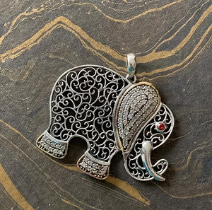 Two-Tone <b>Elephant</b> 925 Sterling Silver Animal Design Pendant Charm for <b>Gifts</b> Wholesale - Product Image 3