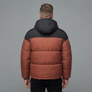 Blouson matelassé à capuche color block personnalisé pour homme, manteau d'hiver chaud et ample avec col à boutons-pression et fermeture éclair, prix abordable 2027 - Product Image 5