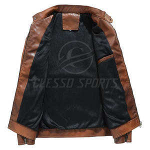Veste en cuir pour homme, style vintage, coupe ajustée, élégante, confortable, tendance, vêtements d'extérieur - Product Image 2