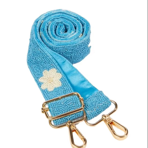 Correa de bolso con cuentas de colores personalizables, hecha a mano, con diseño de estrellas elegantes en colores granate y blanco. - Product Image 3