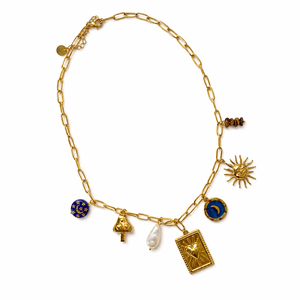 Colliers à breloques en acier inoxydable anti-ternissement, pendentif soleil et lune bleu inspiré de la plage, tendance, vente en gros, cadeau pour elle, pour un usage quotidien - Product Image 1
