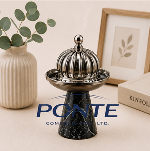 Factory Price Natural Marble and Brass Incense Burner Modern Round Bakhoor Holder for Home <b>Decor</b> Meditation & Office Fragrance - Product Image 2