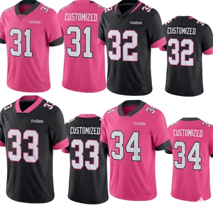 Maillot de football américain personnalisé en gros, rose et noir, respirant, pour équipe, maillot de sport pour hommes adultes, manches courtes, imprimé - Product Image 1