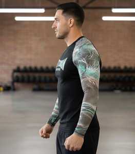 ออกแบบโลโก้ของคุณเองได้ตามต้องการ  ชุดรัดรูปแขนยาวพิมพ์ลายด้วยความร้อน  สินค้ามาใหม่ ชุด MMA สำหรับผู้ใหญ่ ผ้าสแปนเด็กซ์/ไนลอน แห้งเร็ว คุณภาพสูง - Product Image 2