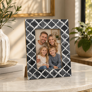 Premium Handmade <b>Black</b> & White Bone Inlay Picture <b>Frame</b> Moroccan | Geometric Wooden <b>Photo</b> <b>Frame</b> for Family Portraits Tabletop - Product Image 5