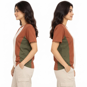 เสื้อยืดแขนสั้นลำลองสไตล์สาวฮอต ตกแต่งลายบล็อกสีสันสดใส ระบายอากาศได้ดี แห้งเร็ว เป็นมิตรกับสิ่งแวดล้อม  รับสั่งทำพร้อมปักโลโก้ - Product Image 6