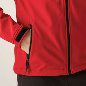 Men's Red Fleece Jacket With <b>Black</b> Accents Stand Collar Zipper Closure Windproof Casual Autumn Wear - Product Image 5