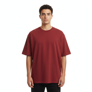 เสื้อยืดโอเวอร์ไซส์ทรงหลวมพิมพ์ลายคุณภาพสูงสำหรับผู้ชาย ผ้าคอตตอน 100% หนานุ่ม สไตล์สตรีทแวร์ สีพื้น - Product Image 2