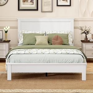 Cama con cabecero tamaño King, de madera de lujo, hecha a mano, con base de madera maciza, tallada a mano, de primera calidad. - Product Image 1