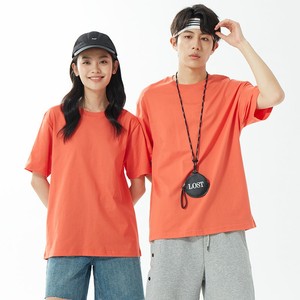 T-shirt en coton à manches courtes et col rond pour homme, coupe classique, couleur unie, jersey tricoté, design uni teint, personnalisable, marque OEM - Product Image 2