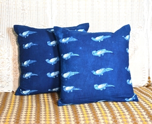 Housse de coussin en coton imprimé au bloc indigo, faite à la main, décorative - Product Image 3