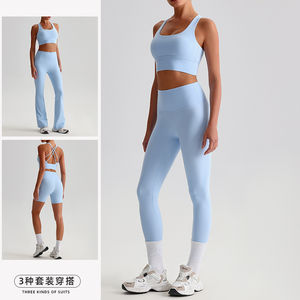 Nouveauté : Ensemble de yoga d'hiver pour femmes, deux pièces, soutien-gorge de sport, pantalon taille haute, 100% coton molletonné, vêtements de sport respirants - Product Image 4