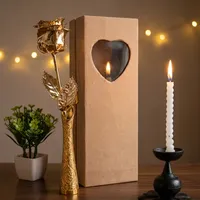 Bunga Mawar Emas Abadi Dekoratif untuk Dalam dan Luar Ruangan, Hadiah Hari Valentine, Bentuk Daun, Cocok untuk Semua Musim