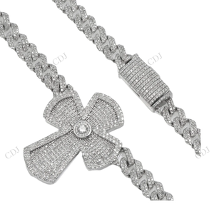 8MM 22" Trendy 925 Sterling Silver Cuban Link <b>Chain</b> Hip-Hop Style Unisex Wide Moissanite Wedding Necklace - Product Image 3