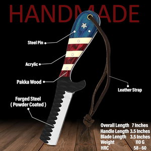 Couteau de chasse de cowboy fait main avec manche en drapeau américain, lame en acier inoxydable, manche multicolore forgé à la main, qualité industrielle - Product Image 4