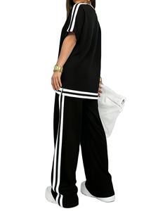 Conjunto Deportivo Informal de 2 Piezas para Mujer, Camiseta de Cuello Redondo de Color Sólido, 100% Algodón, Transpirable, de Secado Rápido para Uso Diario - Product Image 6