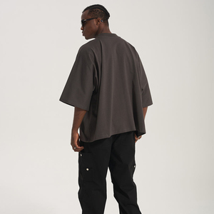 T-shirt ample et classique en coton épais 100 % pur, avec épaules tombantes, personnalisable avec logo, pour homme – Vêtements décontractés en gros - Product Image 4