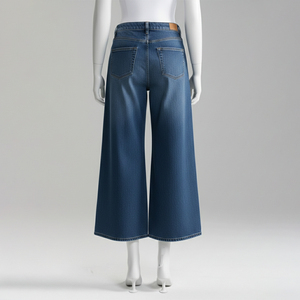 Pantalon évasé taille haute en coton 100% respirant pour femme, coupe ajustée, longueur genou, style urbain, couleur unie, pour l'été, tailles plus, doux et confortable - Product Image 2