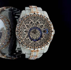 AMBER JEWELS Luxury Unisex Gold Diamond Vintage Watch Rose Gold Analog Quartz Chronograph 3BAR Water Resistance Folding Clasp - Product Image 1