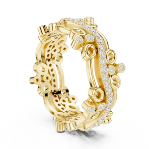 Anillo de Eternidad de Diamantes Cultivados en Laboratorio de Lujo en Oro Amarillo con Diseño Vintage Calado y Detalles Redondos Brillantes - Product Image 1