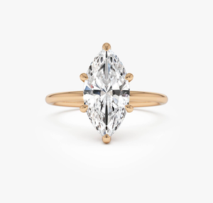 Anillo de Compromiso y Boda Clásico de Lujo con Diamantes Cultivados en Laboratorio con Corte Marquesa en Oro de 14K, Certificados por IGI - Product Image 2