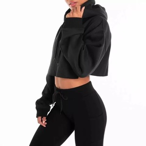 Top Corto Acolchado de Moda 2023, Sudadera con Capucha de Manga Larga, Ropa Deportiva de Forro Polar para Mujer, Invierno - Product Image 3