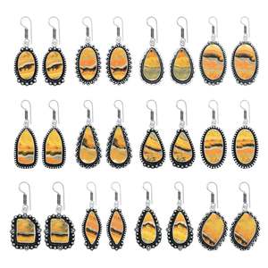 Top Grade Bumble <b>Bee</b> Jasper Dangle Earring Yellow Handmade Silver Polished Cabochon Cute <b>Gift</b> for Women At Best Price - Product Image 1