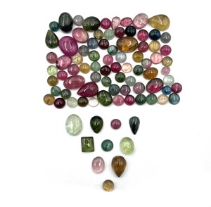 Tourmaline naturelle multicolore, cabochon, formes variées, pierres précieuses en vrac, 8-12 mm, certifiées IGI, pour la fabrication de bijoux - Product Image 1