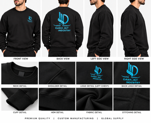 OARH_INT Industry Men's <b>Black</b> <b>Crew</b> <b>Neck</b> <b>Sweatshirt</b> Regular Fit 100% Cotton Printed Logo Front Casual Autumn Wear - Product Image 5