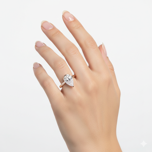 Bague solitaire en or 14 carats avec diamant de laboratoire taille poire couleur E pureté VVS1 certifié IGI, sertie à griffes, pour femme, mariage et fiançailles - Product Image 3