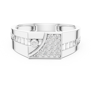 Bague pour homme moderne en diamant de laboratoire taille ronde, or blanc 18 carats plaqué rhodium, luxe, pour mariage, fiançailles, soirée, usage quotidien - Product Image 1
