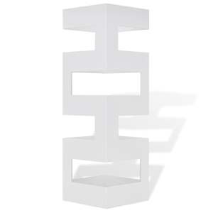 Support de rangement pour bâtons de marche en acier blanc avec porte-parapluie carré de 19,1 pouces - Product Image 2