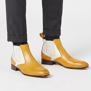 Botines de Cuero para Hombre, Botines de Cuero con Correa de Monje para Hombre, Botines de Cuero Hechos a Mano con una Sola Correa - Product Image 1