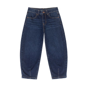 Jean en denim taille haute patchwork coupe large longueur cheville décontracté délavé style décontracté avec braguette boutonnée pour filles du Bangladesh - Product Image 5