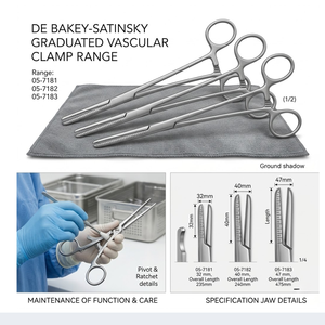 Pinza de Oclusión Tangencial Atraumática DeBakey Satinsky de 240 mm |   Instrumento Quirúrgico Cardiovascular |   Acero Inoxidable - Product Image 4