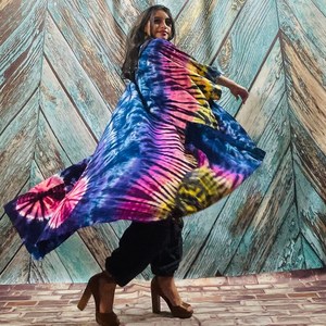 Belle Nouveau Kimono Robe D'été Surdimensionné Vacances Look Boho Festival Bohème Boho Chic À La Mode Femmes Tie Dye Kimono - Product Image 5