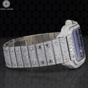 Charm Jewells Montre de luxe en acier inoxydable, cadran analogique carré, mouvement à quartz, cristal saphir, unisexe, 38 mm - Product Image 4