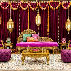 Conjunto de Sofás y Sillas de Estilo Mughal para la Noche de Sangeet, Sofá Italiano con Tallados Elaborados para Bodas, Conjunto de Sofá y Sillas para Bodas Musulmanas - Product Image 2