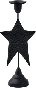 Premium Christmas Star Taper <b>Candlestick</b> • Luxury Chevron Etched Gold Candle Holder - Product Image 3