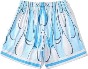 Shorts de basketball américains en polyester/coton écologiques, double maille, séchage rapide, respirants, motif floral, coupe ample, style urbain, dernière collection - Product Image 1