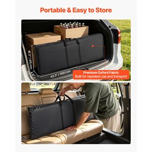 Table de bar pliante portable 43,5x15,4x39,8 po avec sac de transport, 2 étagères amovibles et jupe de protection, installation rapide - Product Image 6