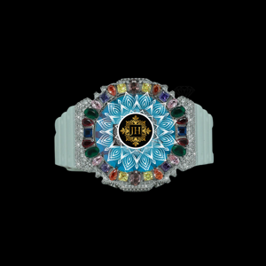 Montre de sport unisexe de luxe multicolore avec moissanite VVS personnalisée, cadran rond antique, bracelet en caoutchouc résistant à l'eau 10 ATM - Product Image 2