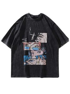 Custom Streetwear T-<b>Shirt</b> for Men High Quality Acid Wash Heavyweight Boxy Fit T-<b>shirts</b> Oversized Drop Shoulder Cotton Graphic - Product Image 1