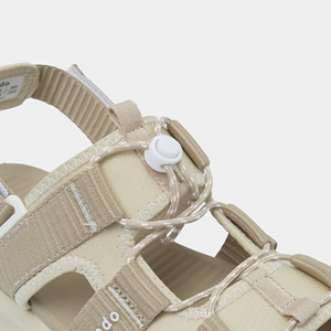 Sandales Shondo à brides croisées, dessus en textile beige, semelle EVA amortie, décontractées d'été, bout ouvert, fermeture à boucle - Product Image 5