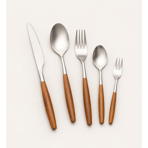 Juego de Cubiertos de Acero Inoxidable con Mango de Madera de Nogal Natural, Precio de Fábrica, Cubertería Premium para Hoteles de Lujo y Cocinas Domésticas - Product Image 3