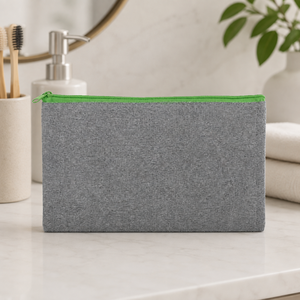 กระเป๋าเครื่องสำอางผ้าแคนวาสฝ้ายรีไซเคิล 225 GSM พร้อมซิป ขนาด 21x13 ซม. รับทำโลโก้ตามสั่ง ขายส่ง OEM ODM แบรนด์ส่วนตัว B2B - Product Image 6